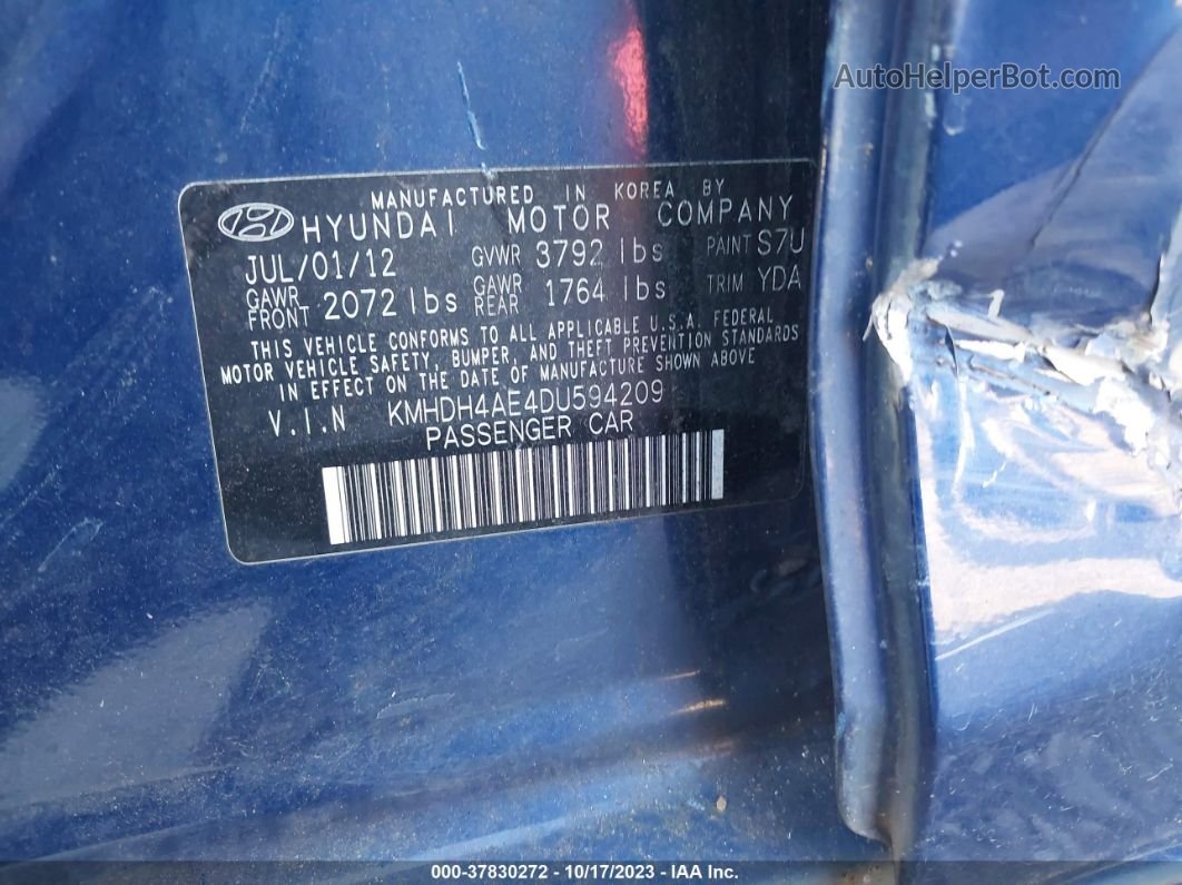 2013 Hyundai Elantra Gls Синий vin: KMHDH4AE4DU594209
