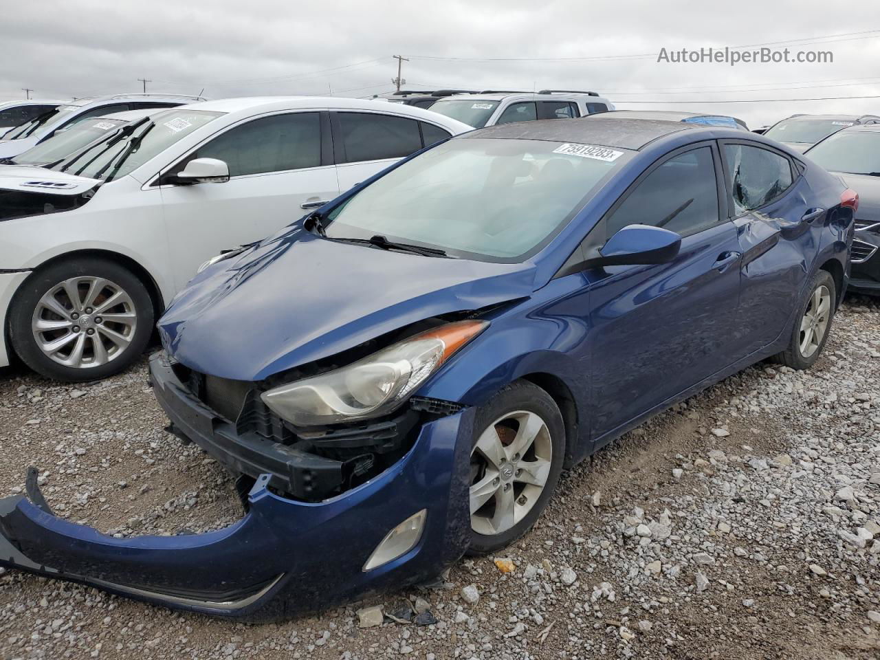 2013 Hyundai Elantra Gls Синий vin: KMHDH4AE4DU628021