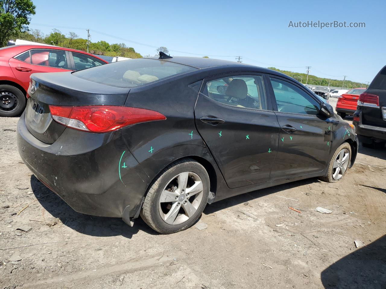 2013 Hyundai Elantra Gls Black vin: KMHDH4AE4DU757330