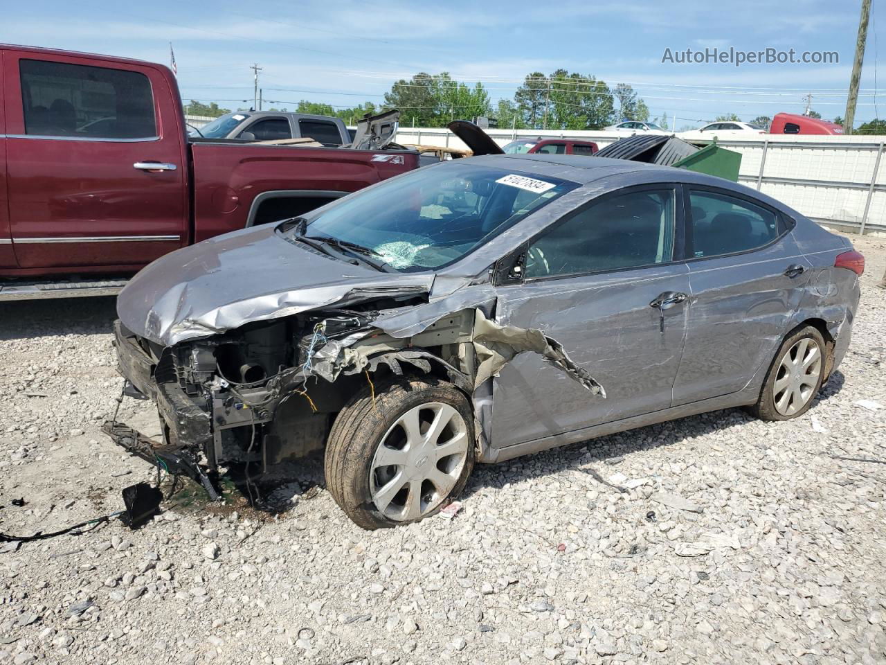 2013 Hyundai Elantra Gls Gray vin: KMHDH4AE5DU678975