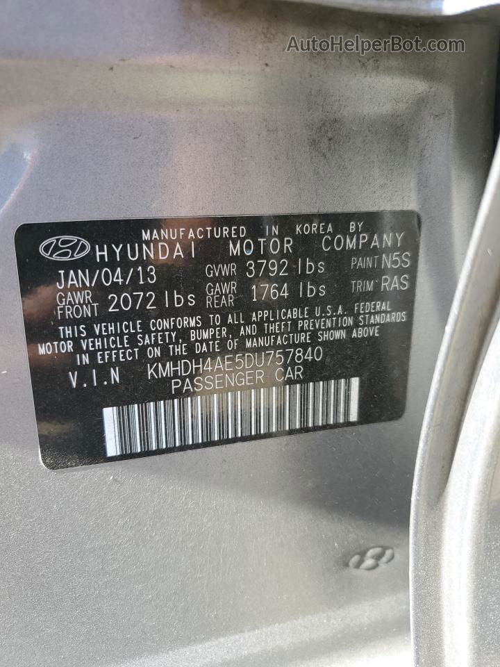 2013 Hyundai Elantra Gls Silver vin: KMHDH4AE5DU757840