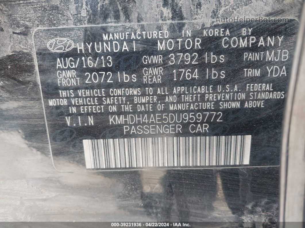 2013 Hyundai Elantra Gls Черный vin: KMHDH4AE5DU959772