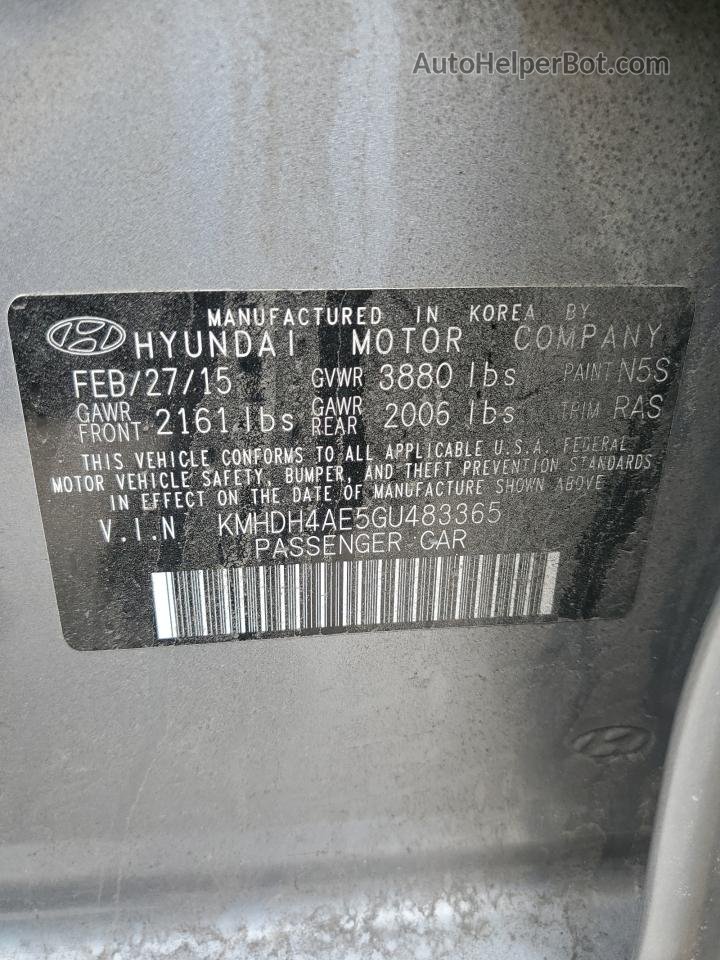 2016 Hyundai Elantra Se Silver vin: KMHDH4AE5GU483365