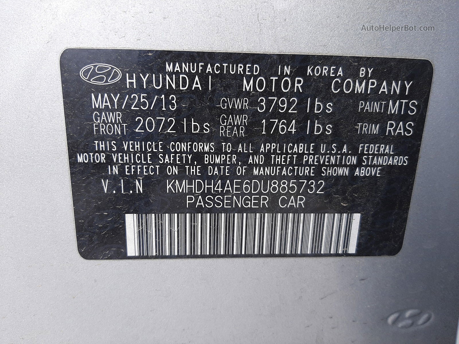 2013 Hyundai Elantra Gls Silver vin: KMHDH4AE6DU885732