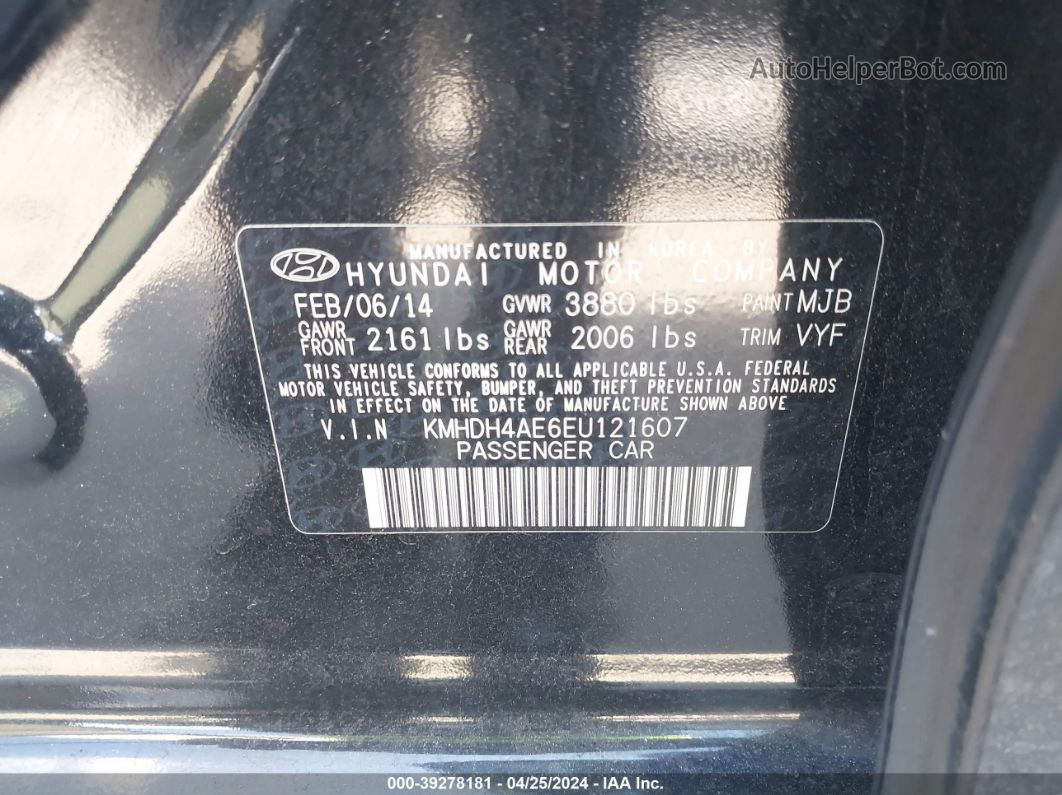 2014 Hyundai Elantra Se Black vin: KMHDH4AE6EU121607