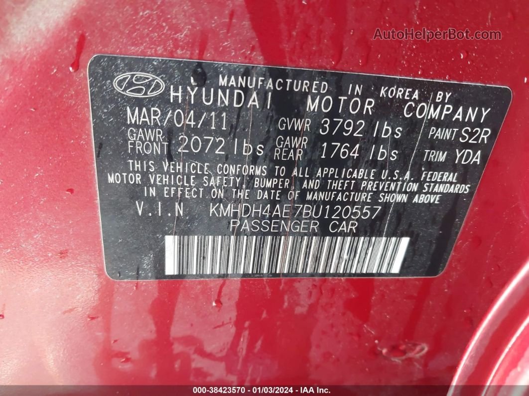 2011 Hyundai Elantra Gls (ulsan Plant) Красный vin: KMHDH4AE7BU120557