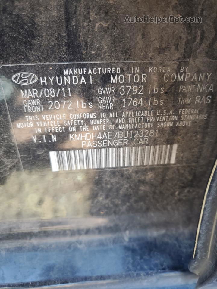 2011 Hyundai Elantra Gls Black vin: KMHDH4AE7BU123281