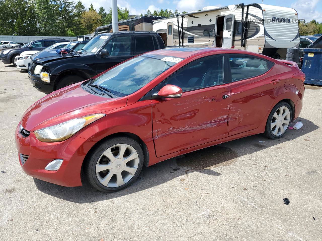 2013 Hyundai Elantra Gls Red vin: KMHDH4AE7DU661420