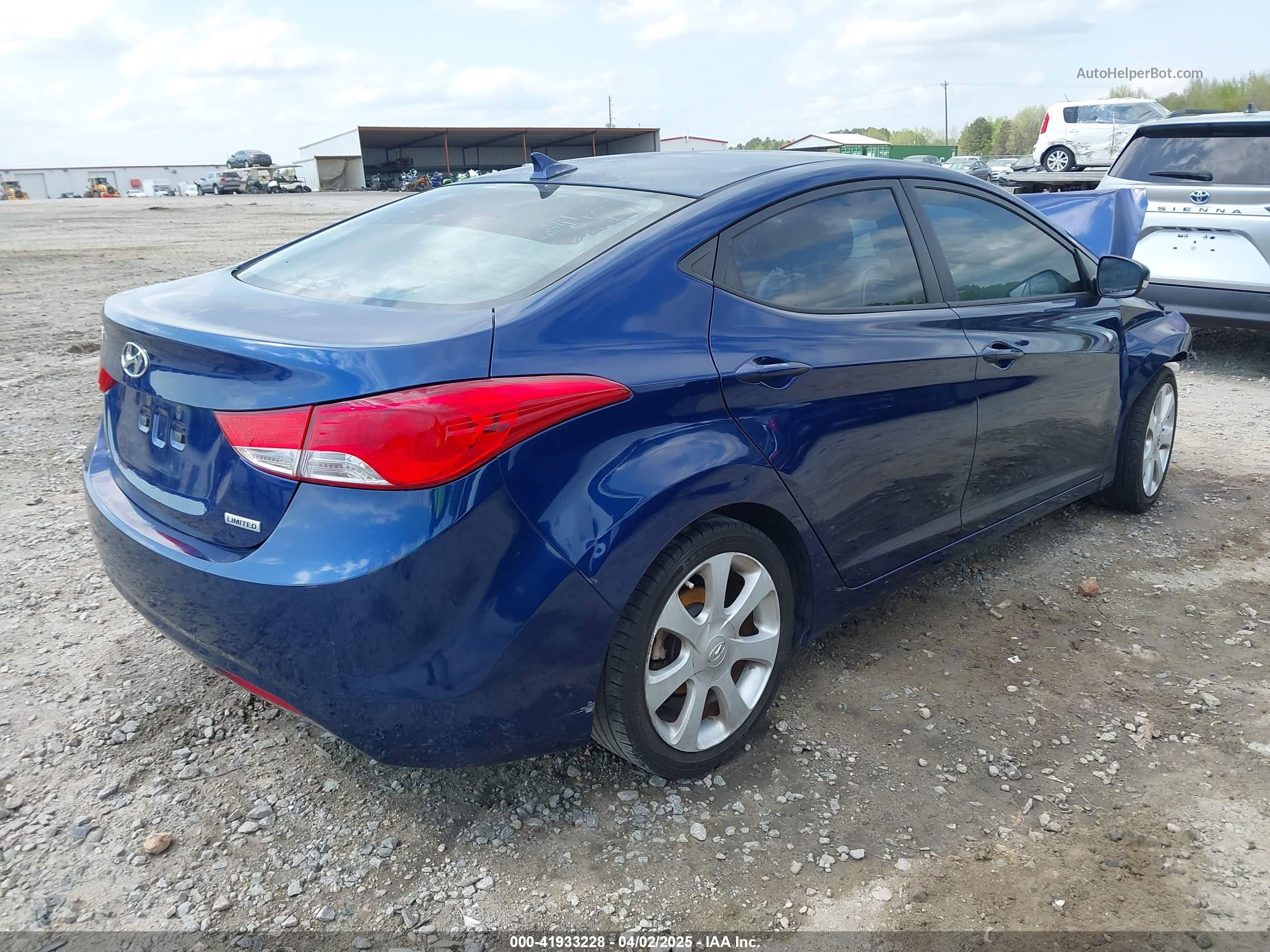 2013 Hyundai Elantra Limited Blue vin: KMHDH4AE7DU749688