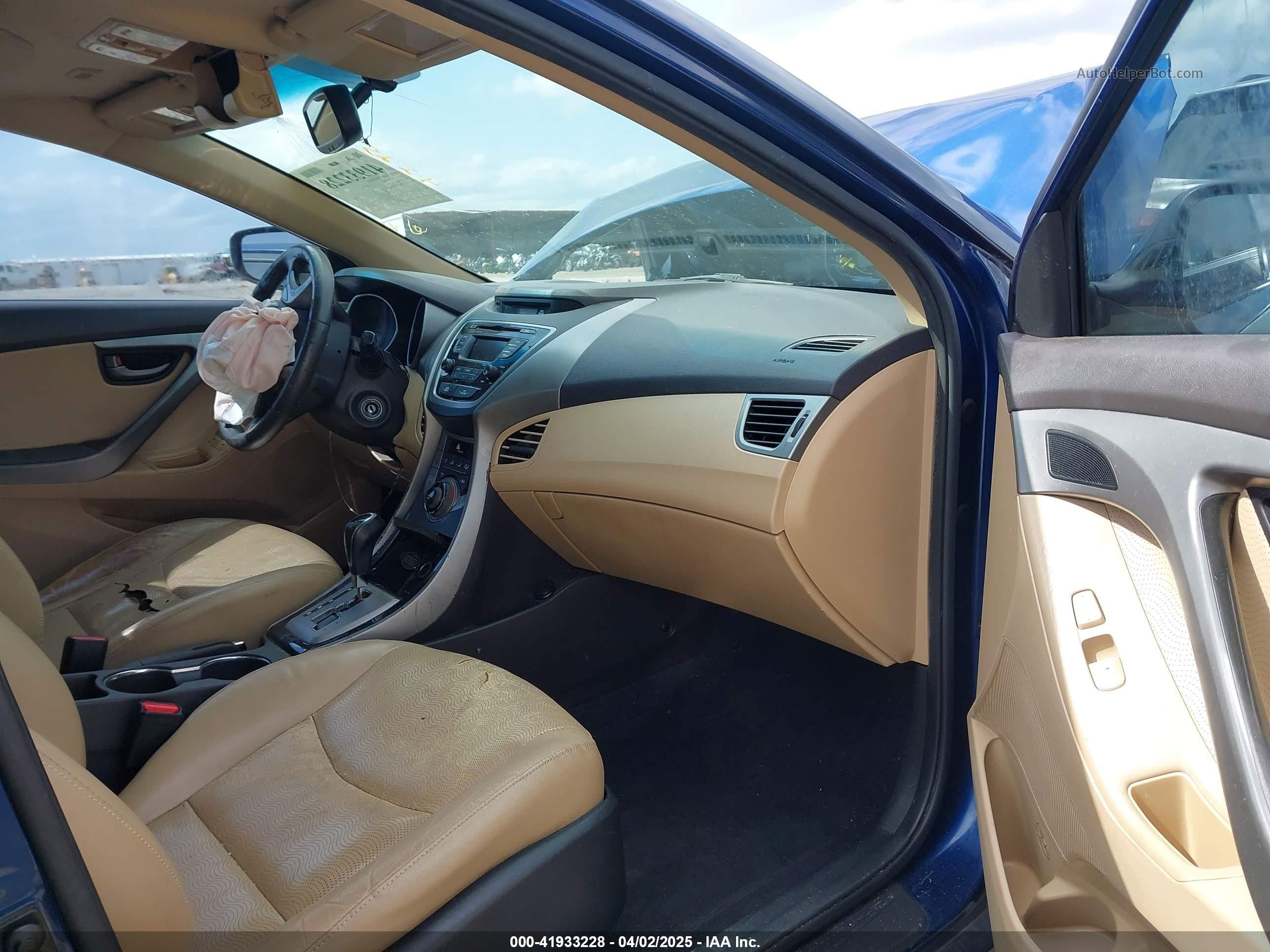 2013 Hyundai Elantra Limited Blue vin: KMHDH4AE7DU749688