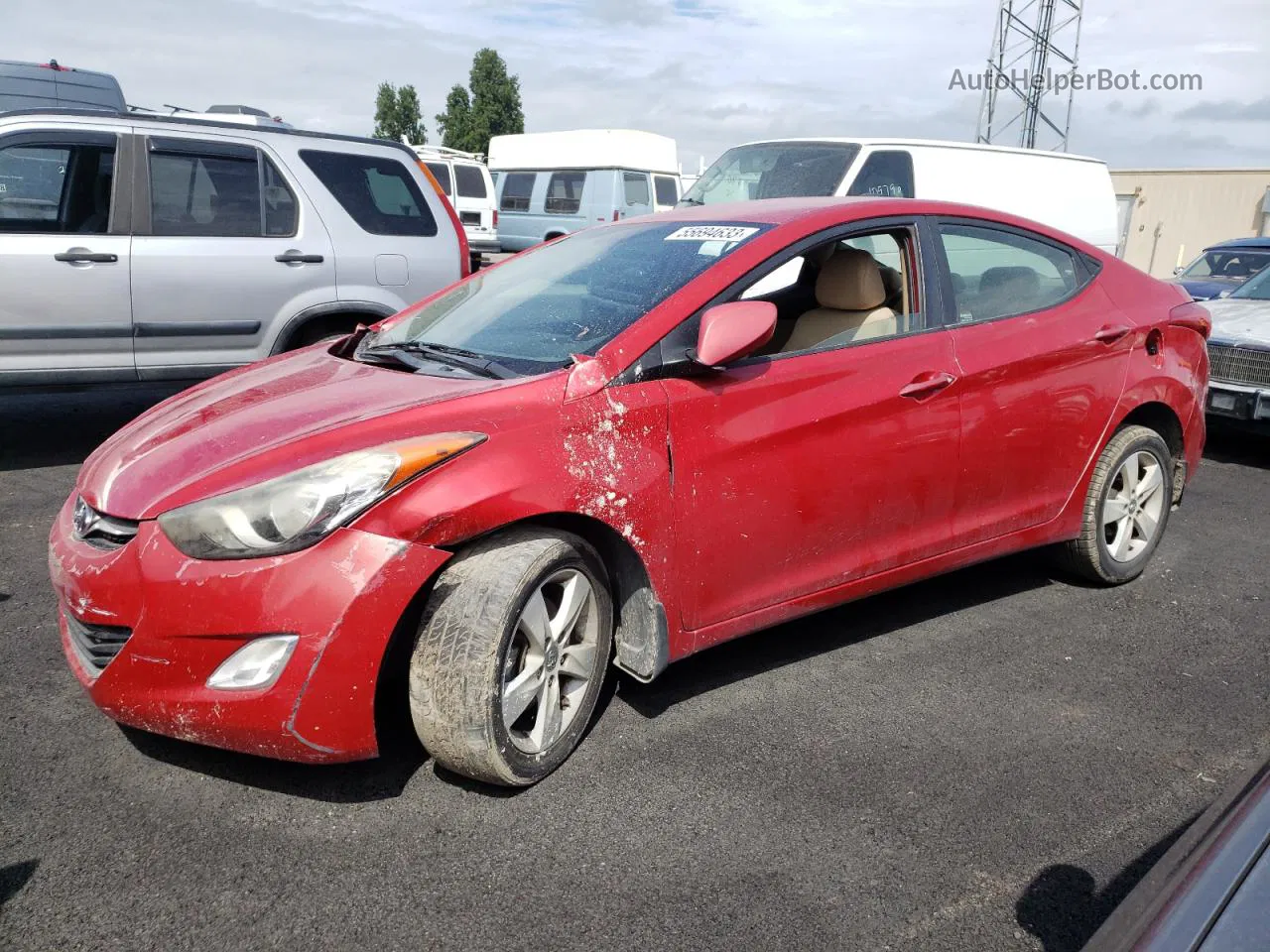 2013 Hyundai Elantra Gls Red vin: KMHDH4AE7DU936770