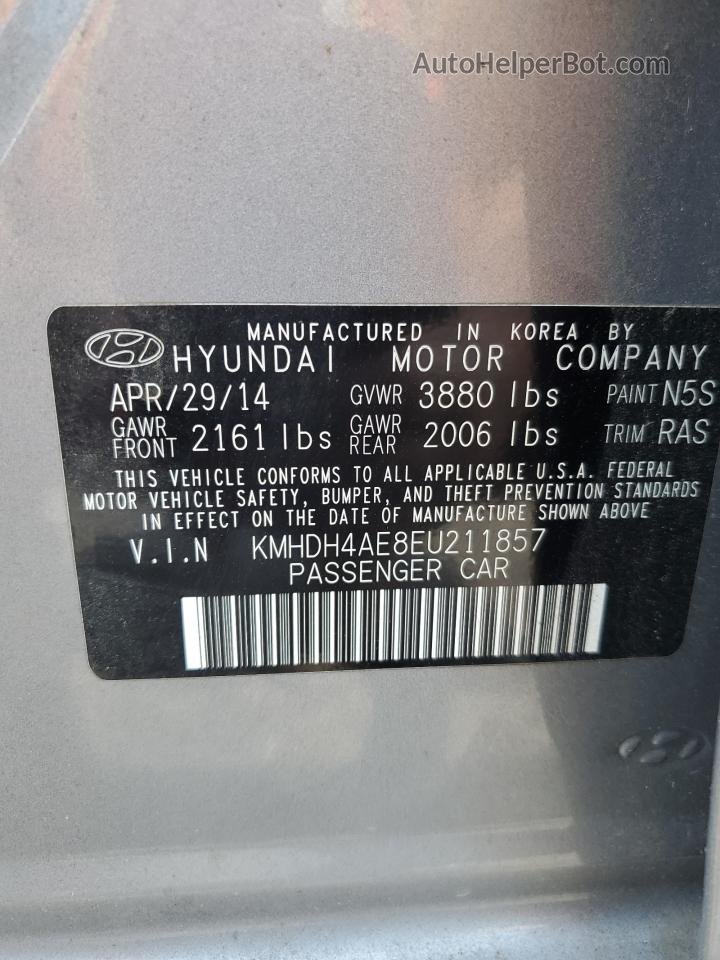 2014 Hyundai Elantra Se Gray vin: KMHDH4AE8EU211857