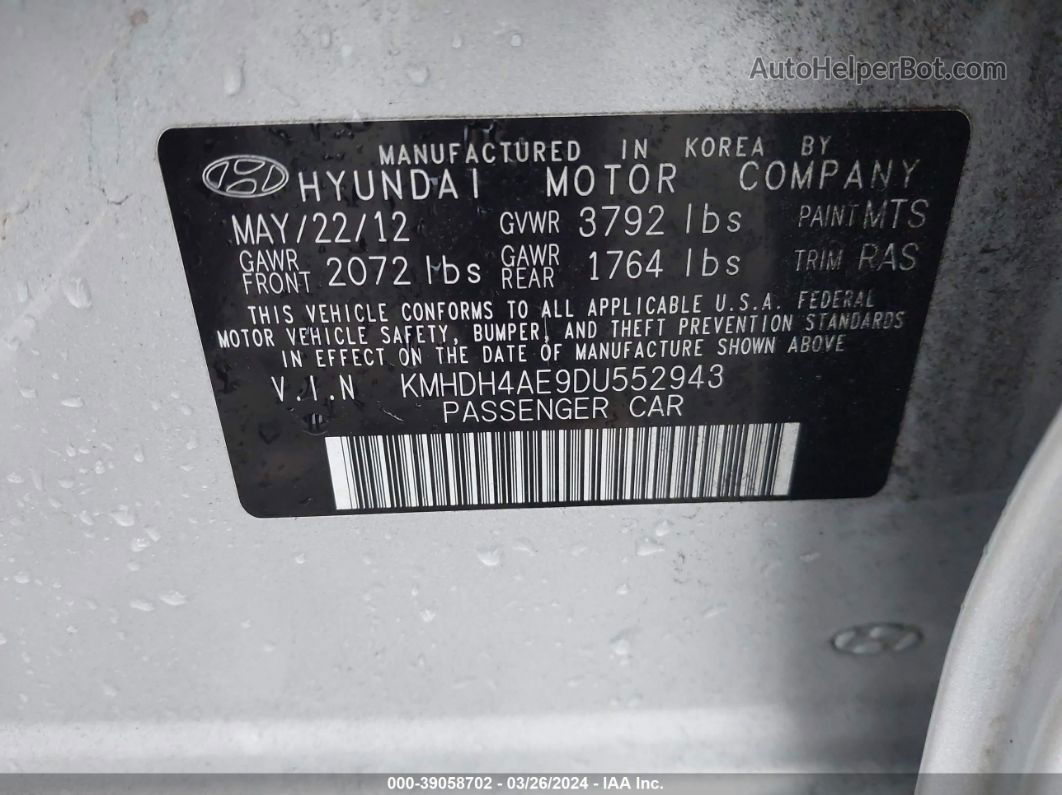 2013 Hyundai Elantra Gls Silver vin: KMHDH4AE9DU552943