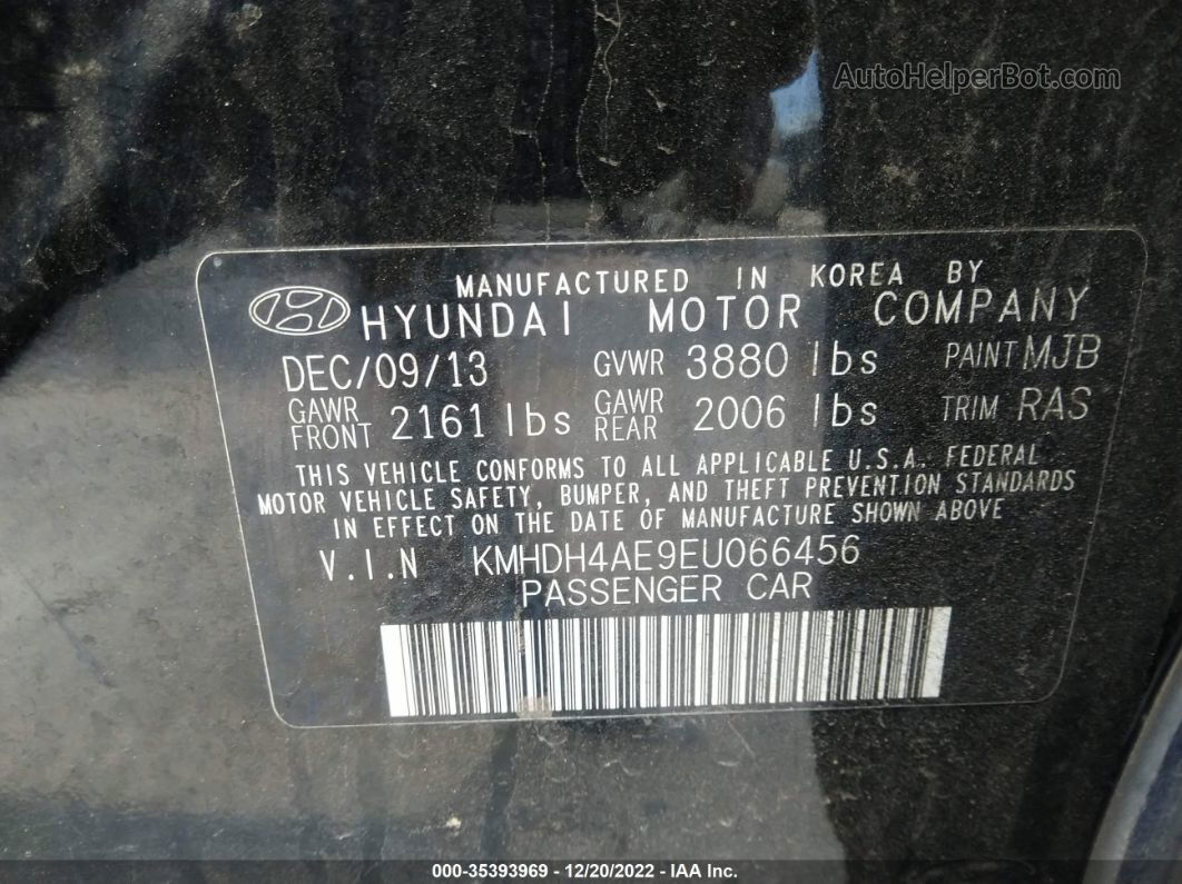 2014 Hyundai Elantra Se Черный vin: KMHDH4AE9EU066456