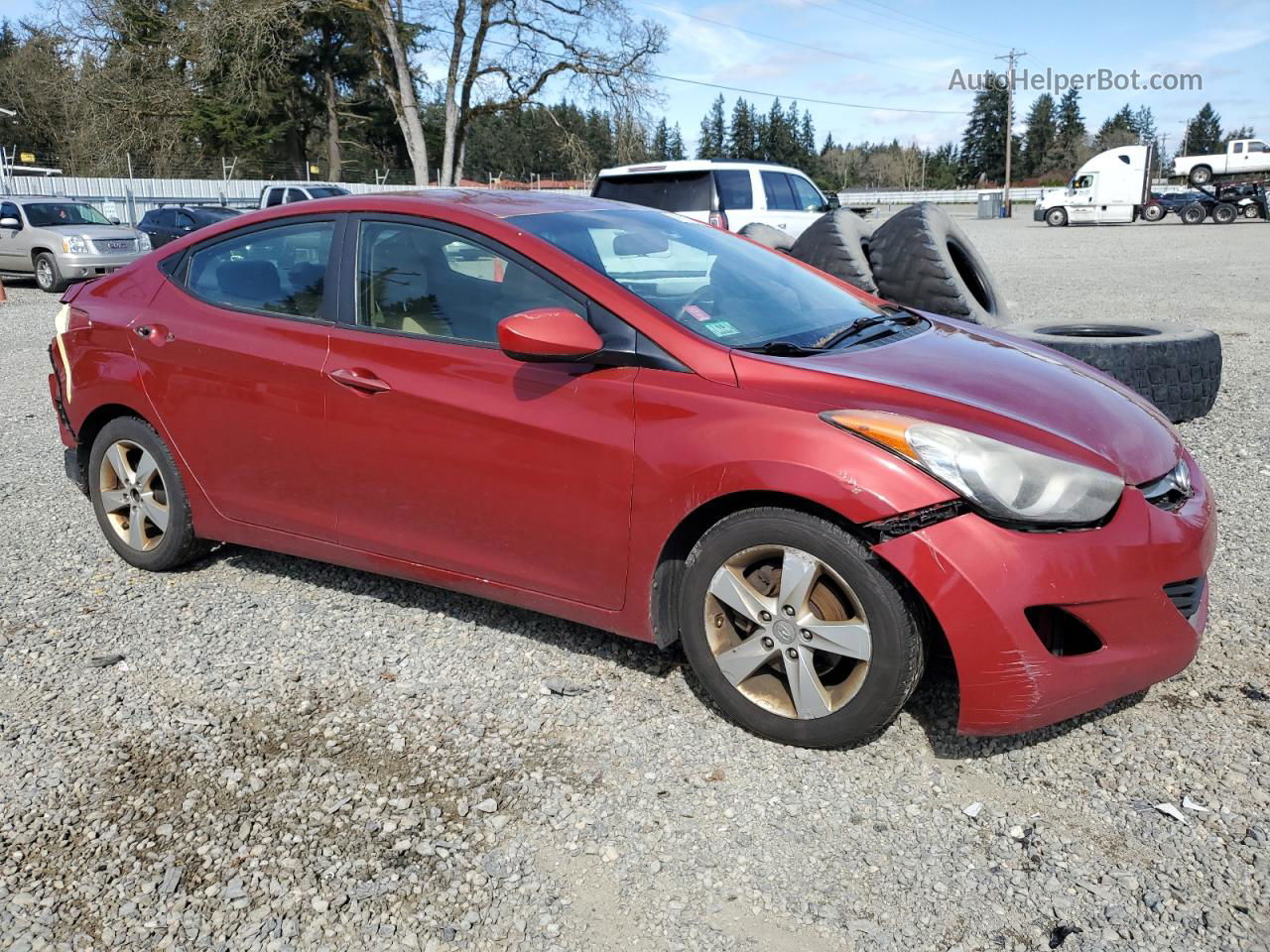 2011 Hyundai Elantra Gls Red vin: KMHDH4AEXBU098859