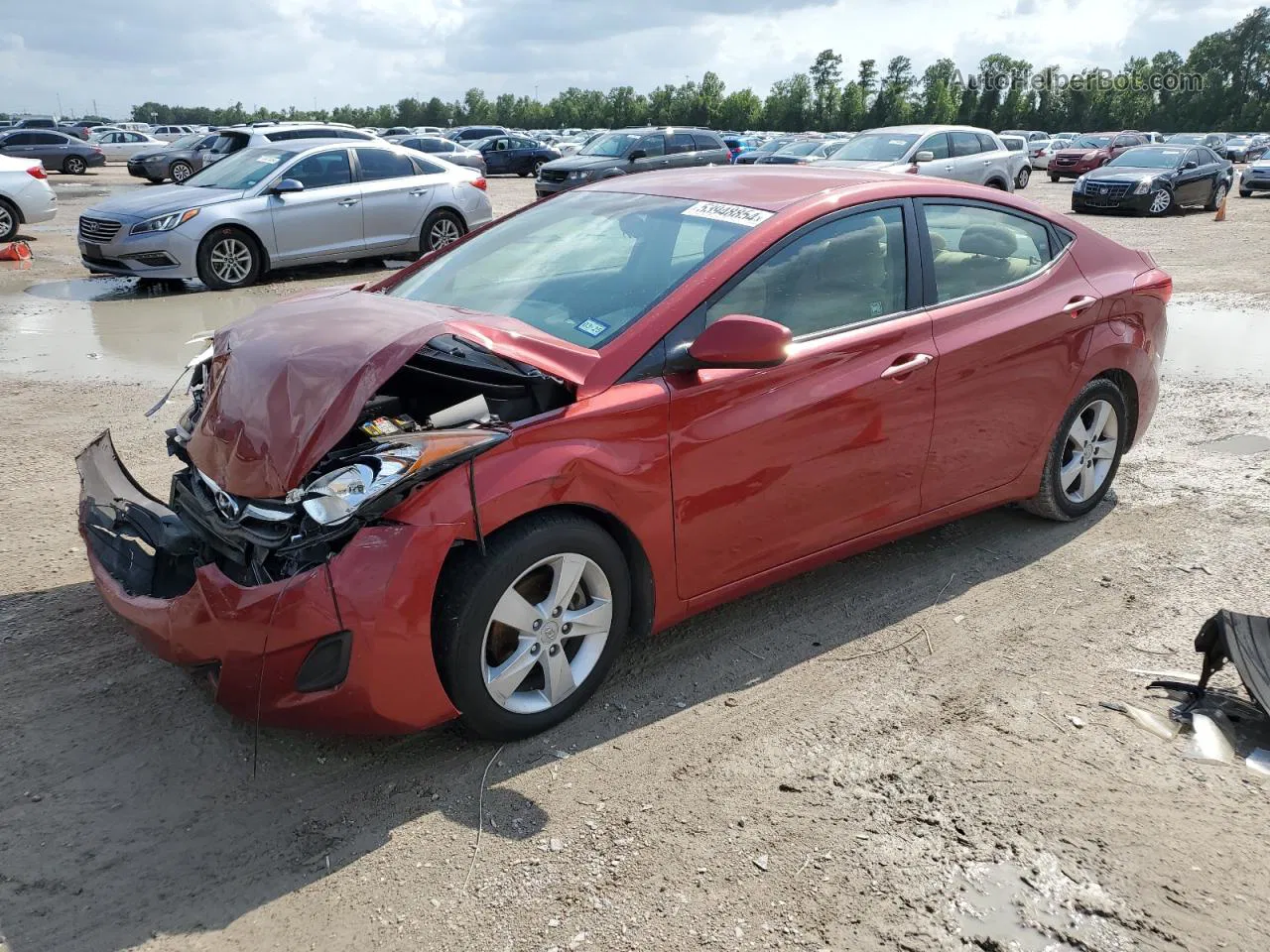 2011 Hyundai Elantra Gls Red vin: KMHDH4AEXBU132511