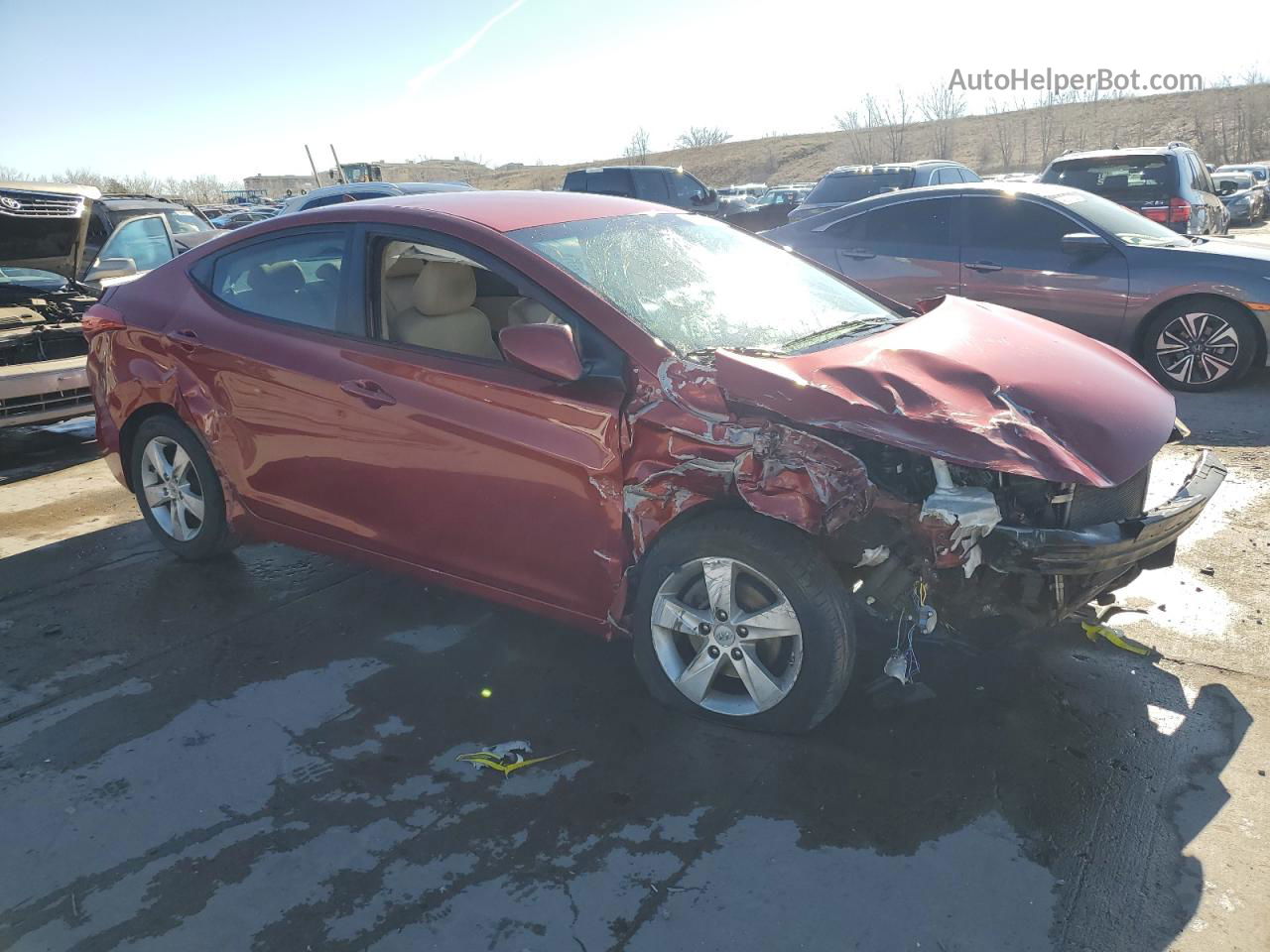 2011 Hyundai Elantra Gls Red vin: KMHDH4AEXBU141645