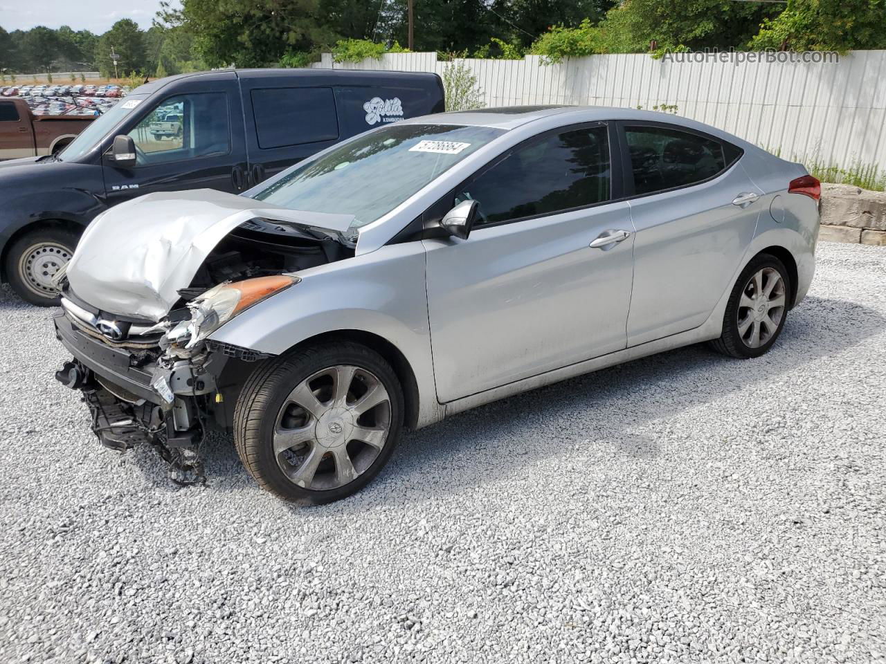 2013 Hyundai Elantra Gls Silver vin: KMHDH4AEXDU726132