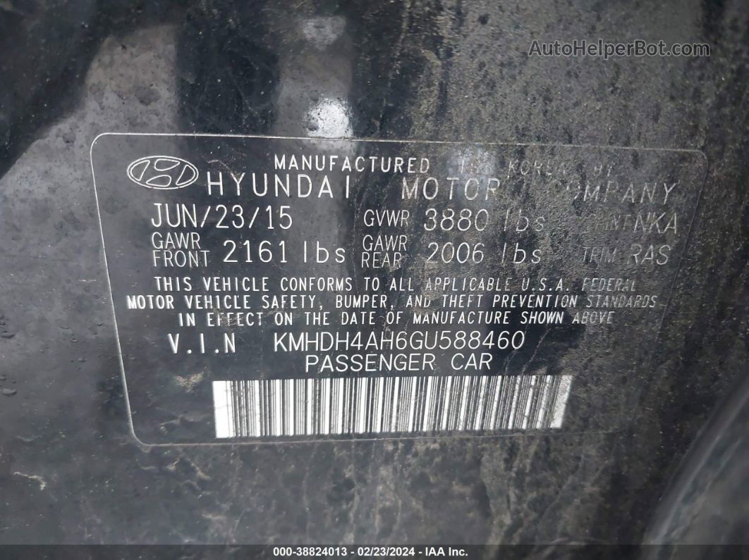 2016 Hyundai Elantra Sport Черный vin: KMHDH4AH6GU588460