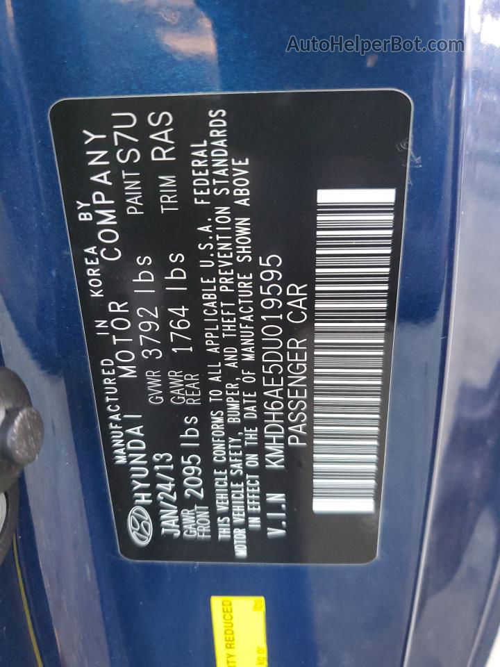 2013 Hyundai Elantra Coupe Gs Blue vin: KMHDH6AE5DU019595