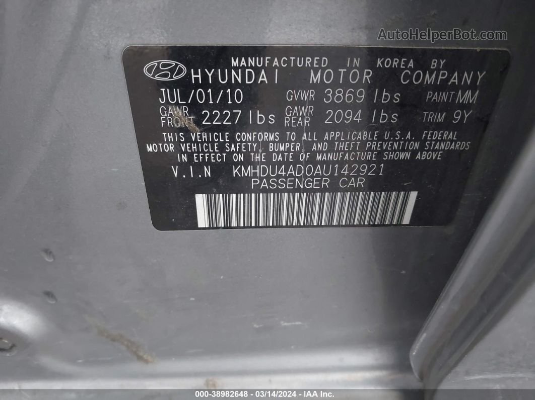 2010 Hyundai Elantra Gls Серый vin: KMHDU4AD0AU142921