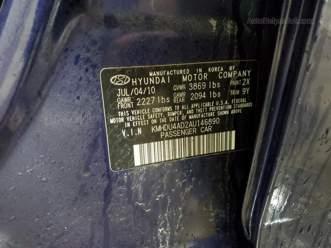 2010 Hyundai Elantra Blue Blue vin: KMHDU4AD2AU146890