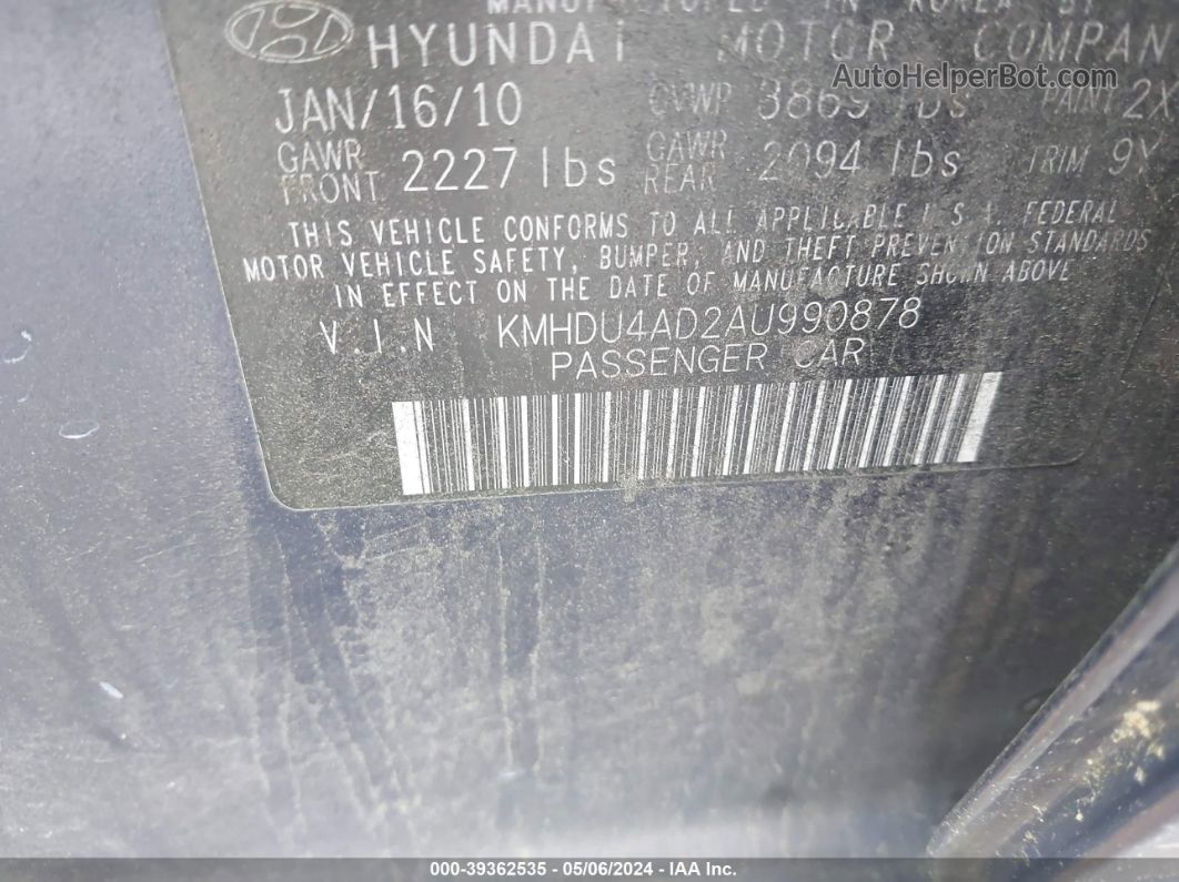 2010 Hyundai Elantra Gls Blue vin: KMHDU4AD2AU990878