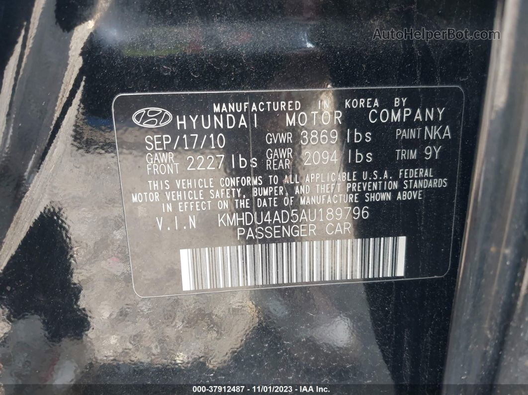 2010 Hyundai Elantra Gls Black vin: KMHDU4AD5AU189796