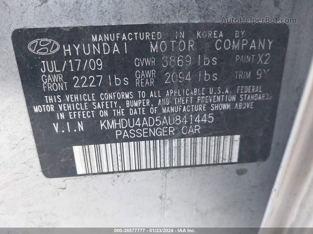 2010 Hyundai Elantra Gls Silver vin: KMHDU4AD5AU841445