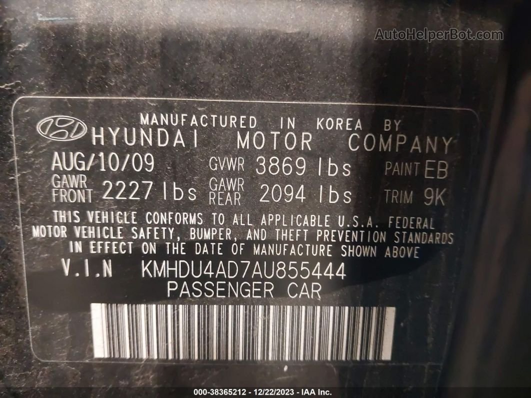 2010 Hyundai Elantra Gls Black vin: KMHDU4AD7AU855444