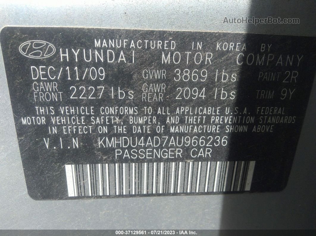 2010 Hyundai Elantra Gls Silver vin: KMHDU4AD7AU966236