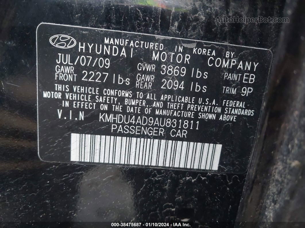 2010 Hyundai Elantra Se Черный vin: KMHDU4AD9AU831811