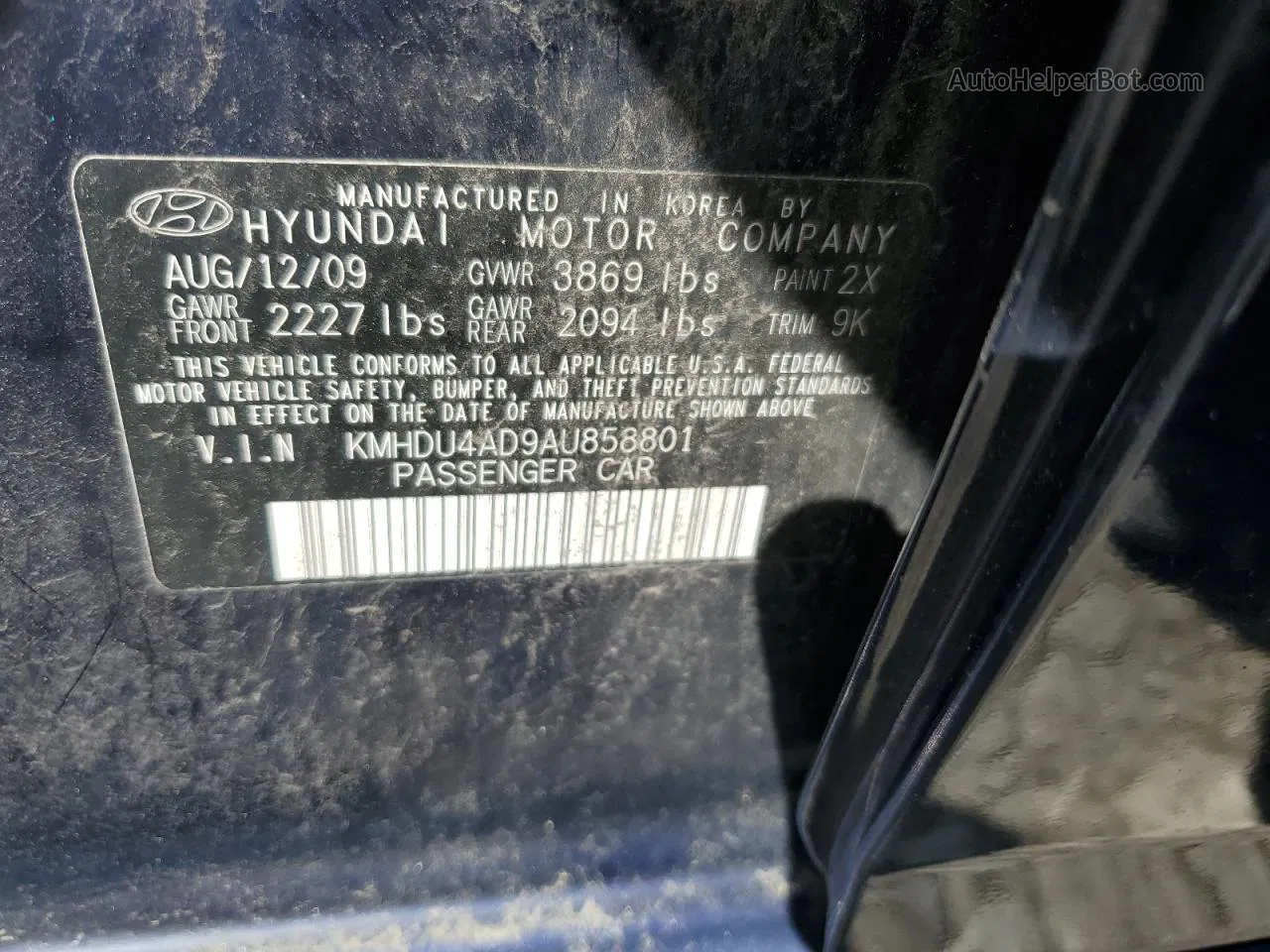 2010 Hyundai Elantra Blue Blue vin: KMHDU4AD9AU858801