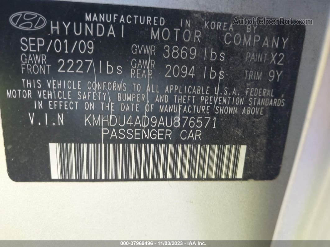 2010 Hyundai Elantra Gls Gray vin: KMHDU4AD9AU876571