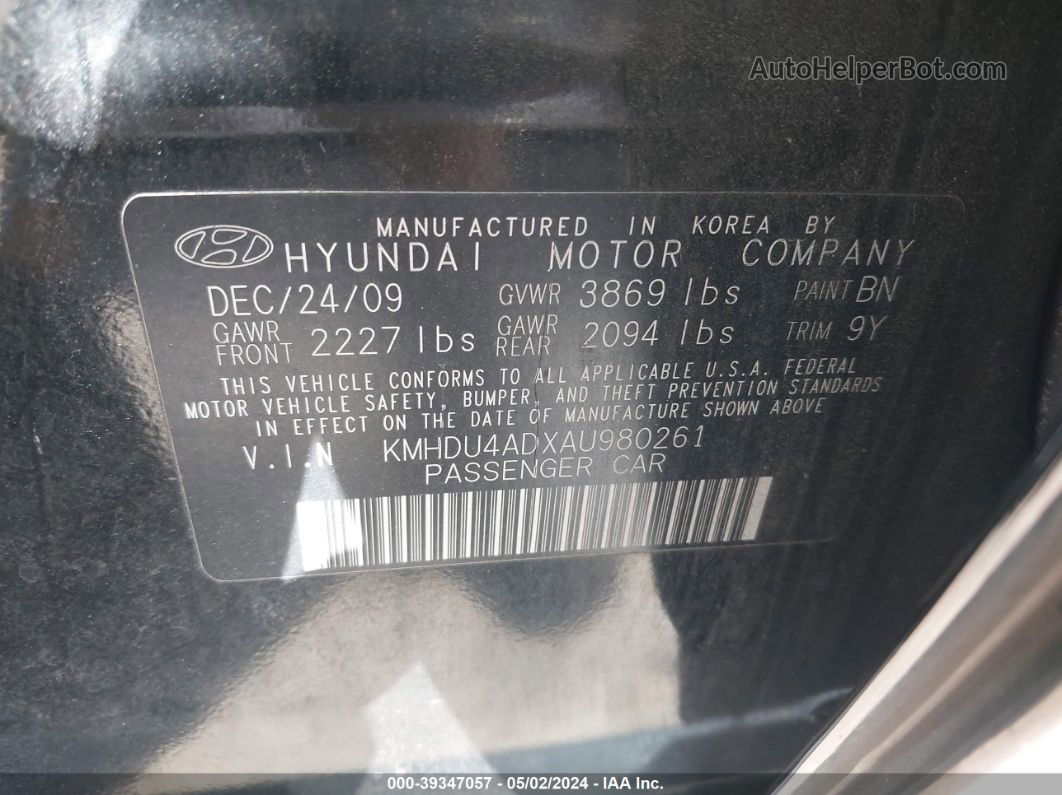 2010 Hyundai Elantra Gls Black vin: KMHDU4ADXAU980261