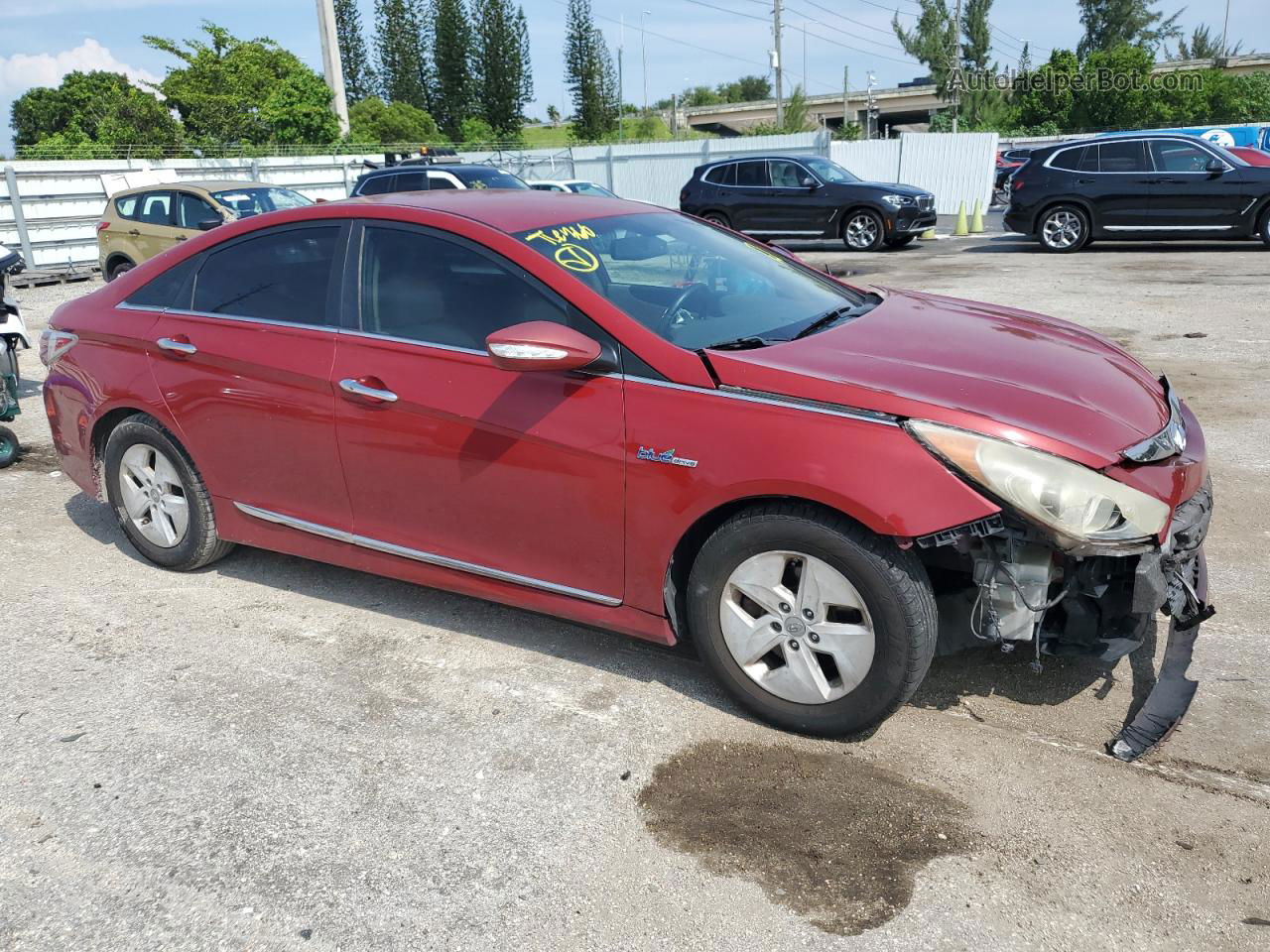 2012 Hyundai Sonata Hybrid Red vin: KMHEC4A48CA044344