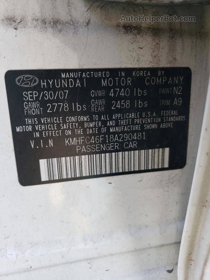 2008 Hyundai Azera Se Белый vin: KMHFC46F18A290481