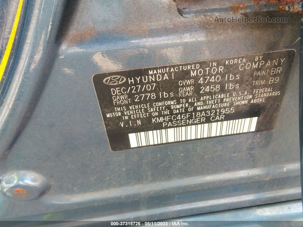 2008 Hyundai Azera Limited Синий vin: KMHFC46F18A321955