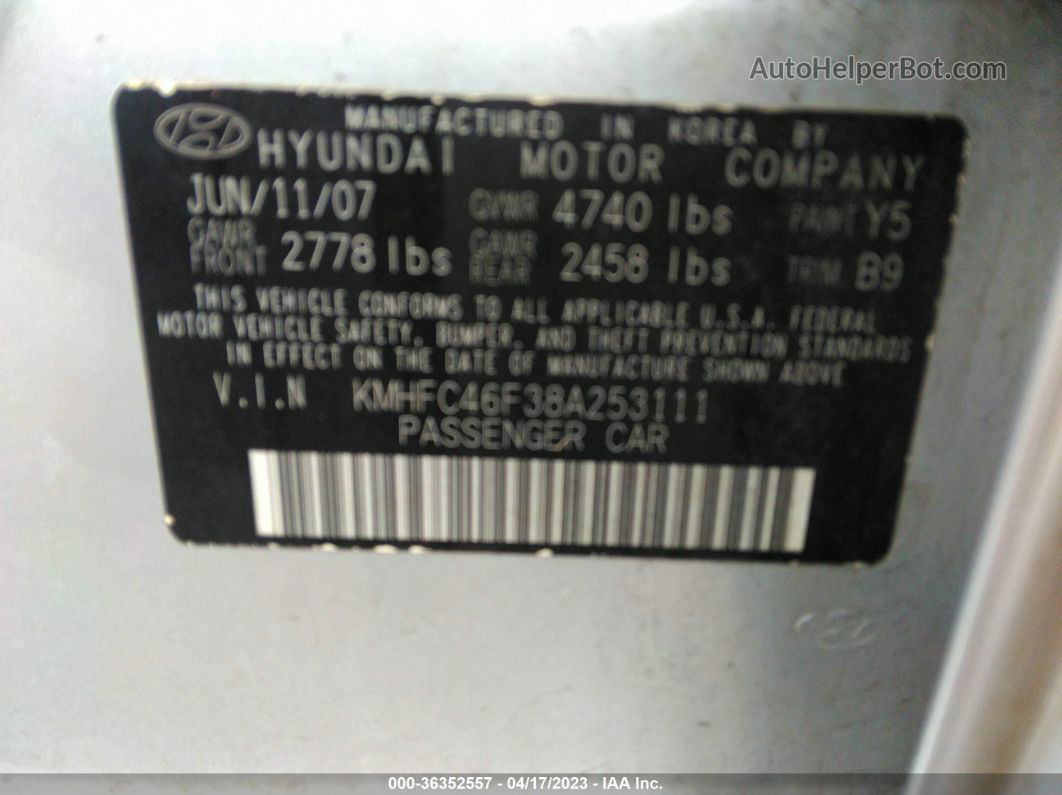 2008 Hyundai Azera Limited Серебряный vin: KMHFC46F38A253111