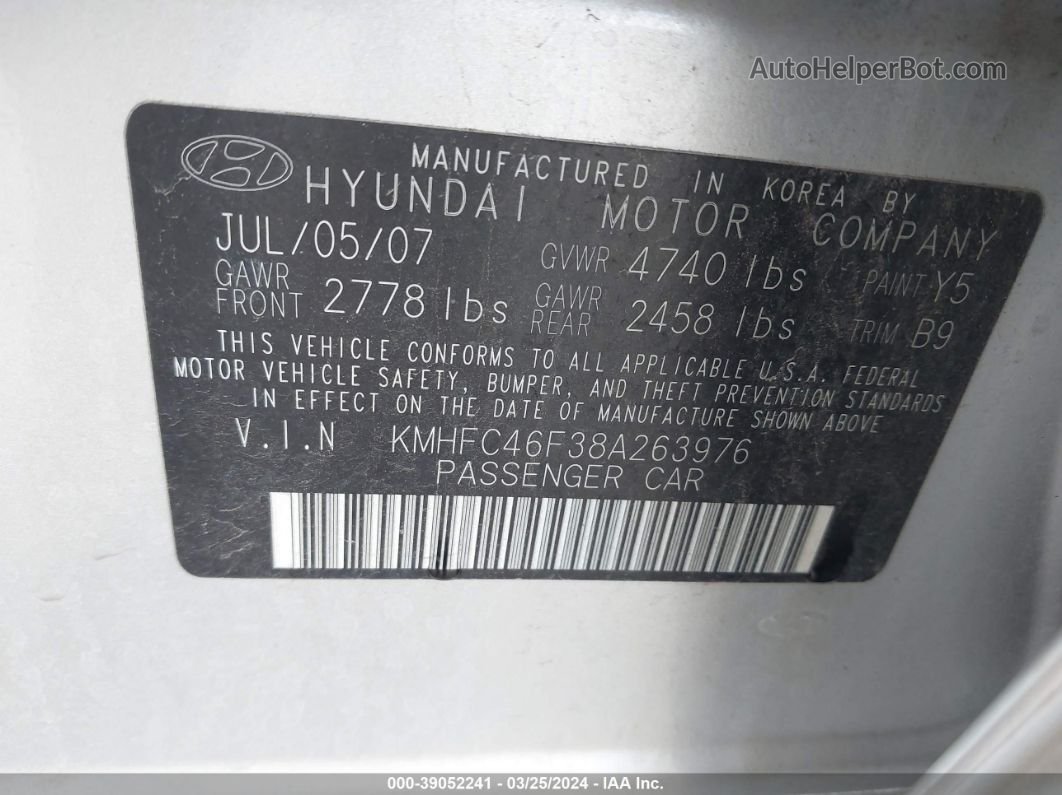 2008 Hyundai Azera Limited Silver vin: KMHFC46F38A263976