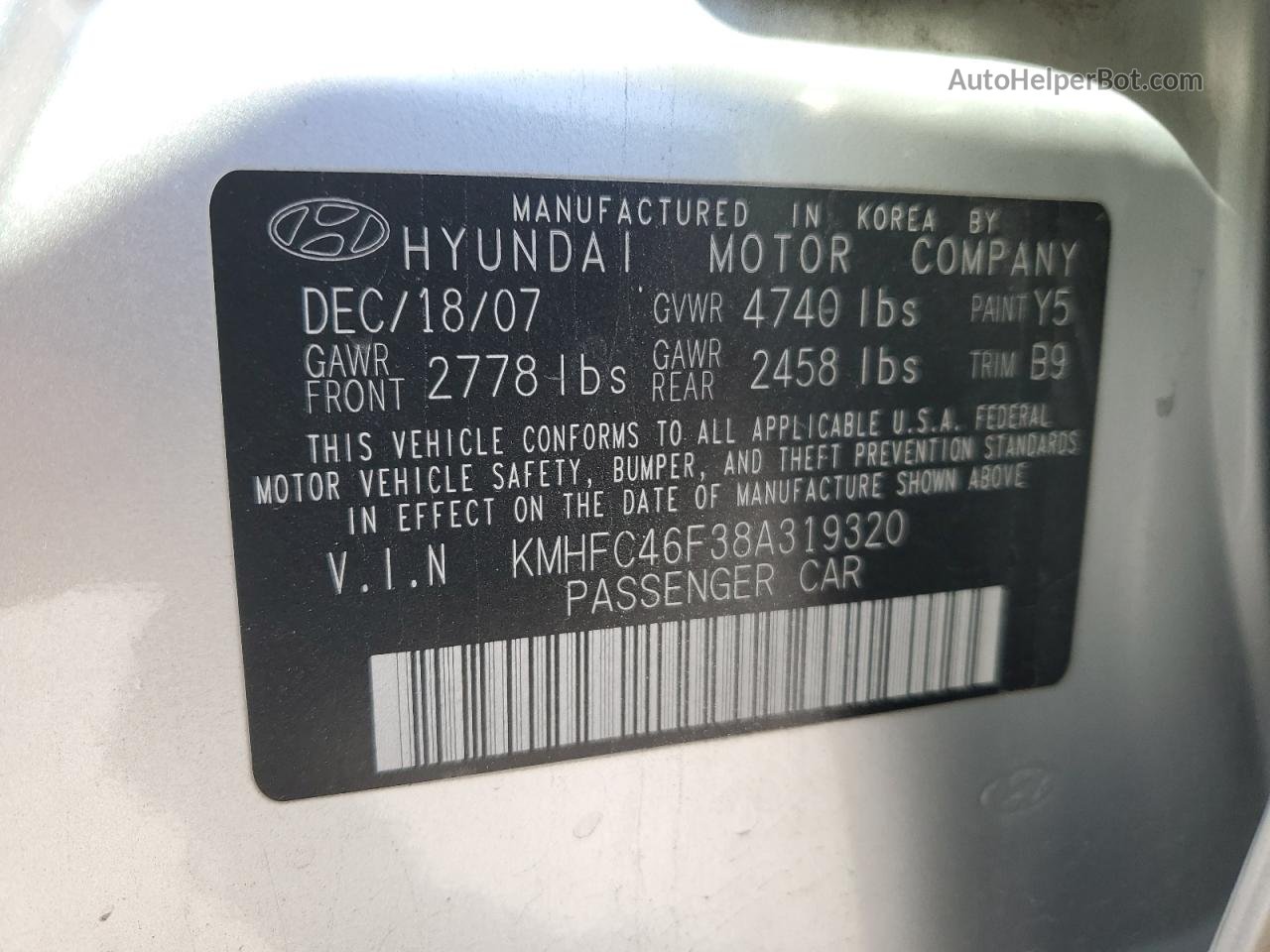2008 Hyundai Azera Se Silver vin: KMHFC46F38A319320