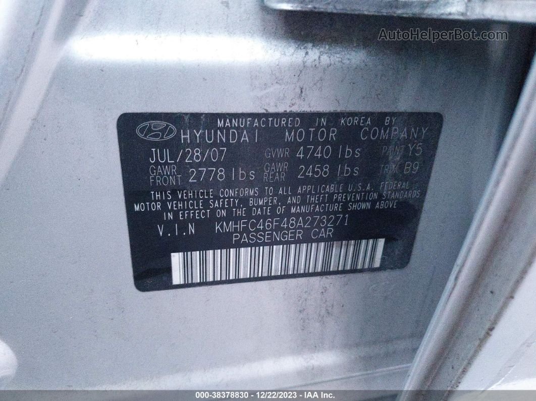 2008 Hyundai Azera Limited Серебряный vin: KMHFC46F48A273271