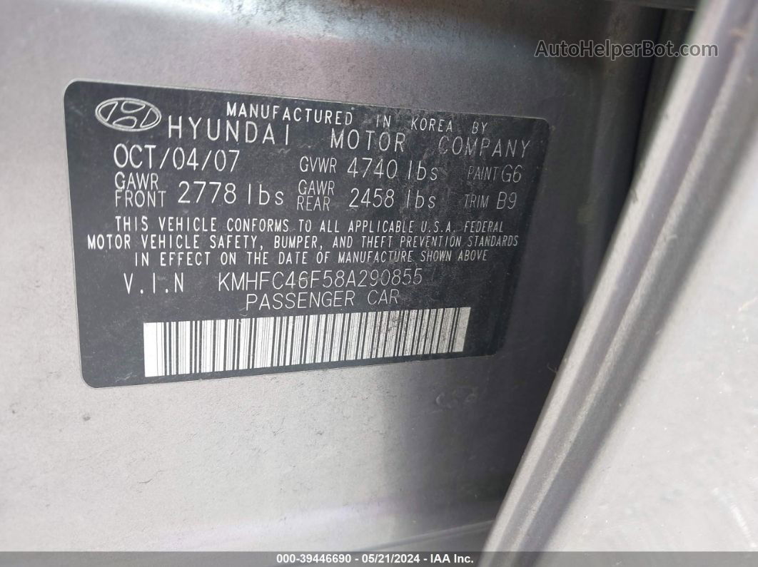 2008 Hyundai Azera Limited Gray vin: KMHFC46F58A290855