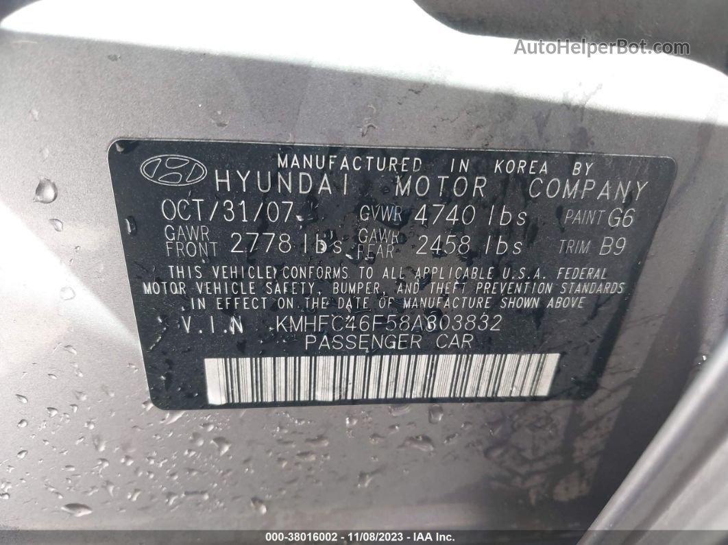 2008 Hyundai Azera Limited Silver vin: KMHFC46F58A303832