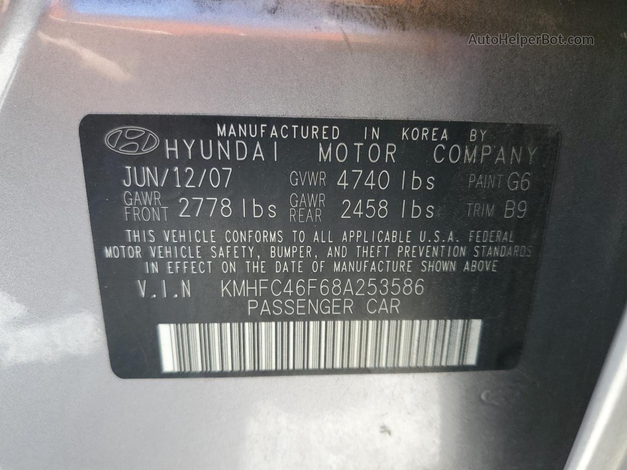 2008 Hyundai Azera Se Silver vin: KMHFC46F68A253586