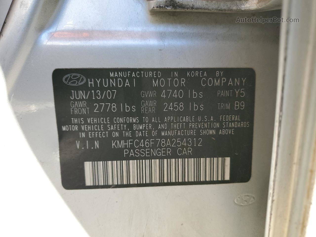 2008 Hyundai Azera Se Серебряный vin: KMHFC46F78A254312