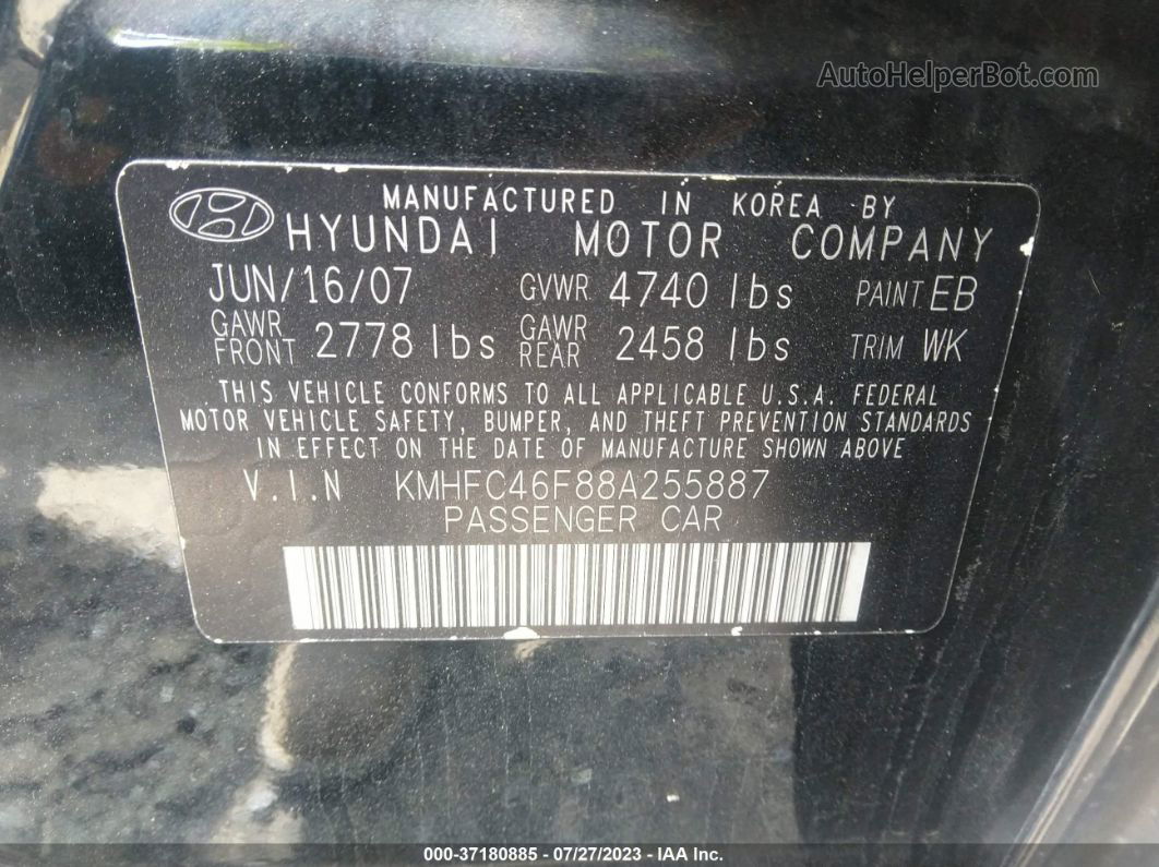 2008 Hyundai Azera Limited Black vin: KMHFC46F88A255887