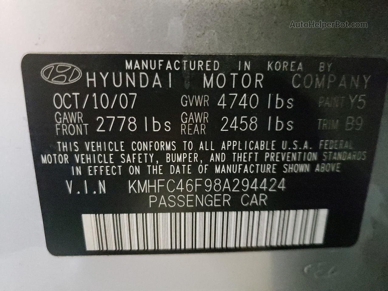 2008 Hyundai Azera Se Silver vin: KMHFC46F98A294424
