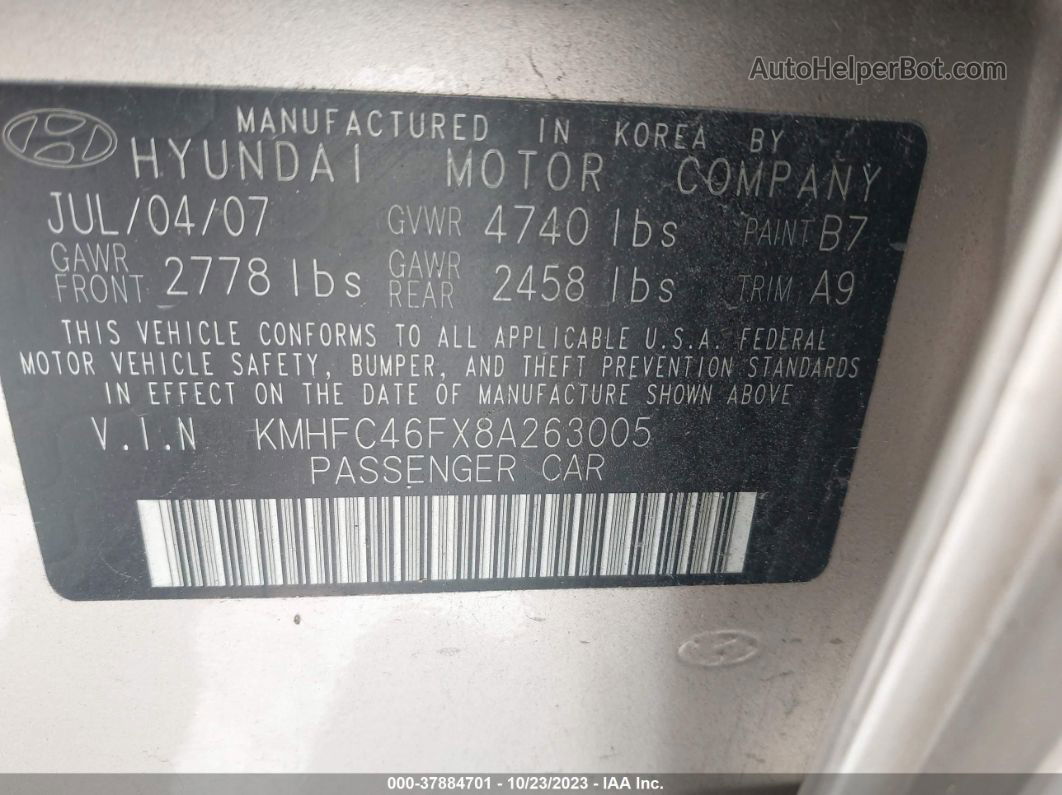 2008 Hyundai Azera Limited Tan vin: KMHFC46FX8A263005