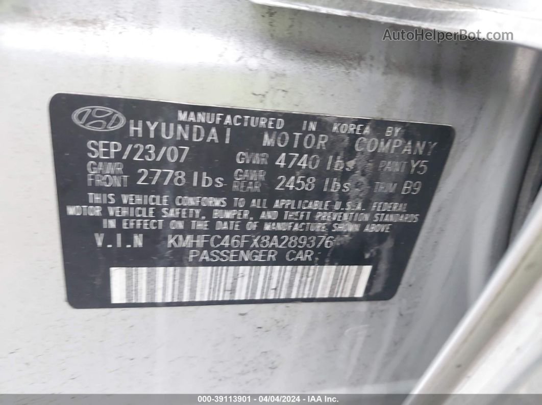 2008 Hyundai Azera Limited Серебряный vin: KMHFC46FX8A289376